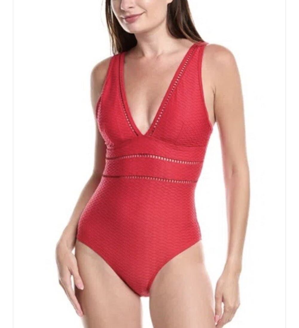 Sea Level Australia Honeycomb Spliced One-piece Red Sz 12 NWT